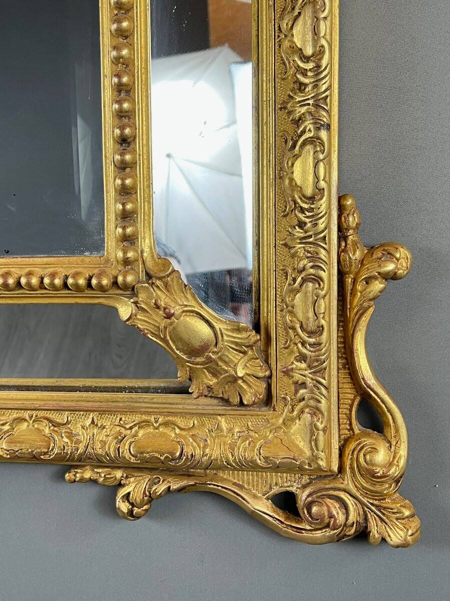 Large giltwood pediment mirror, 19th century