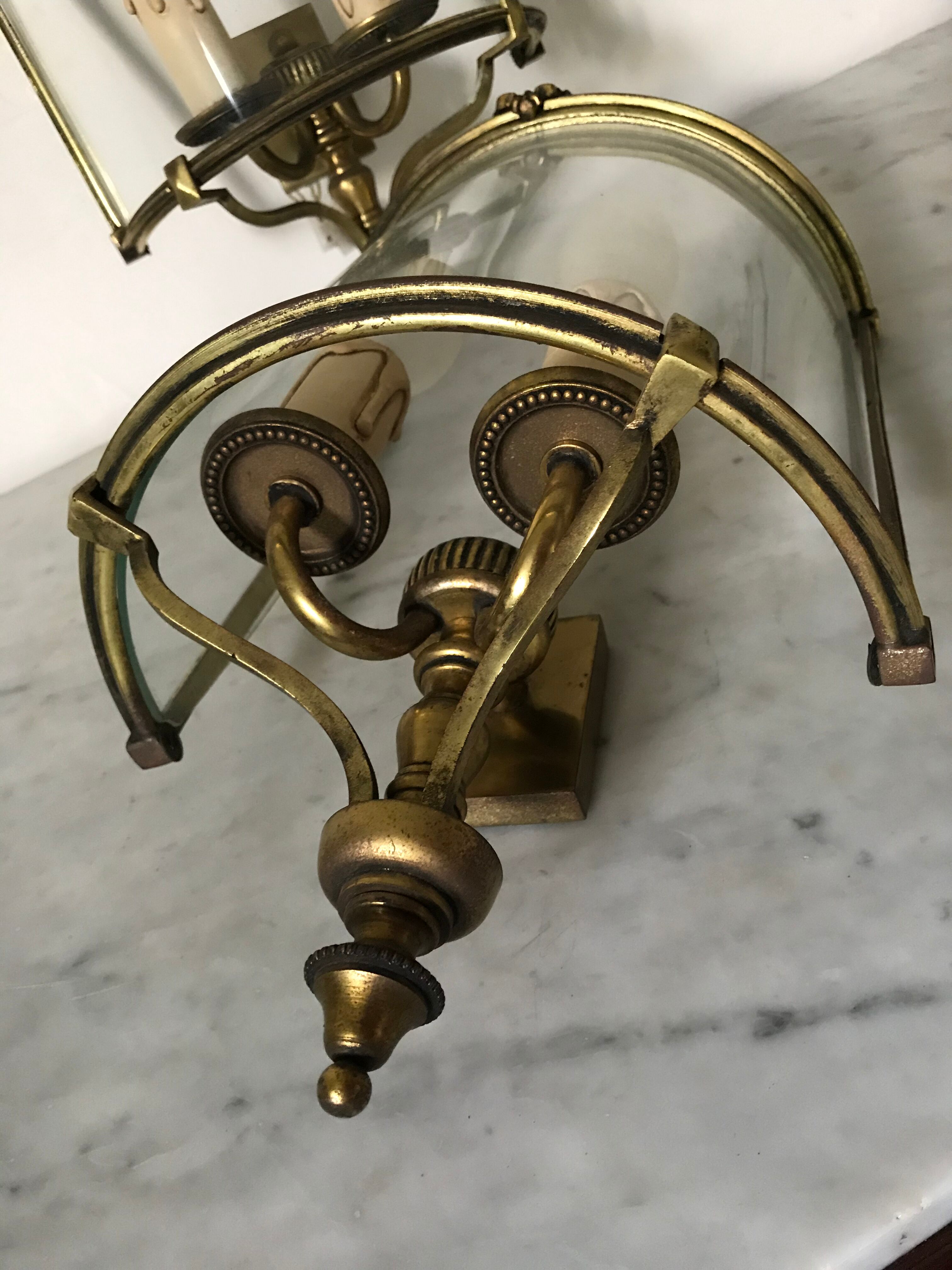 Pair of brass wall lights