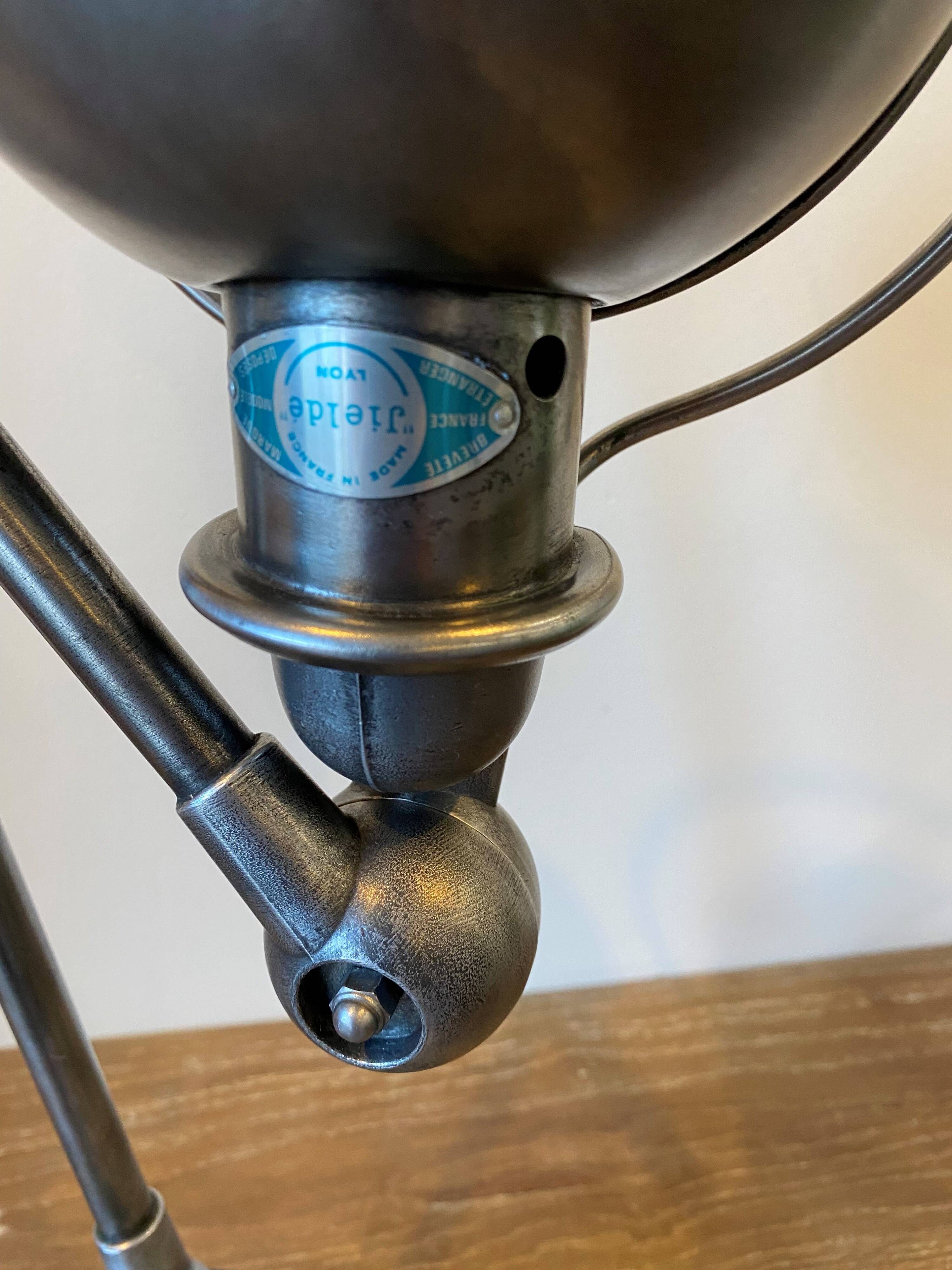 Jieldé lamp 2 arms 40+25cm industrial graphite Jean Louis Domecq 1950