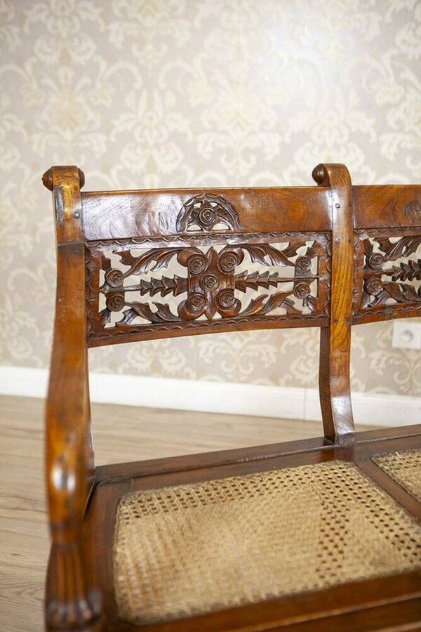 Ensemble de salon en bois de rose ancien avec dossiers sculptés, ensemble de 3 pièces