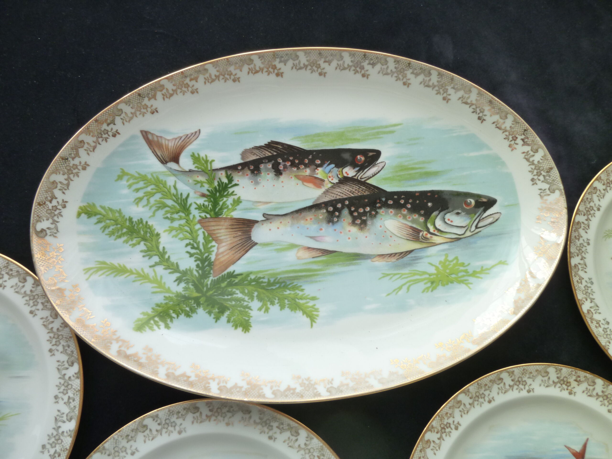 Limoges Giraud Porcelain Fish Service