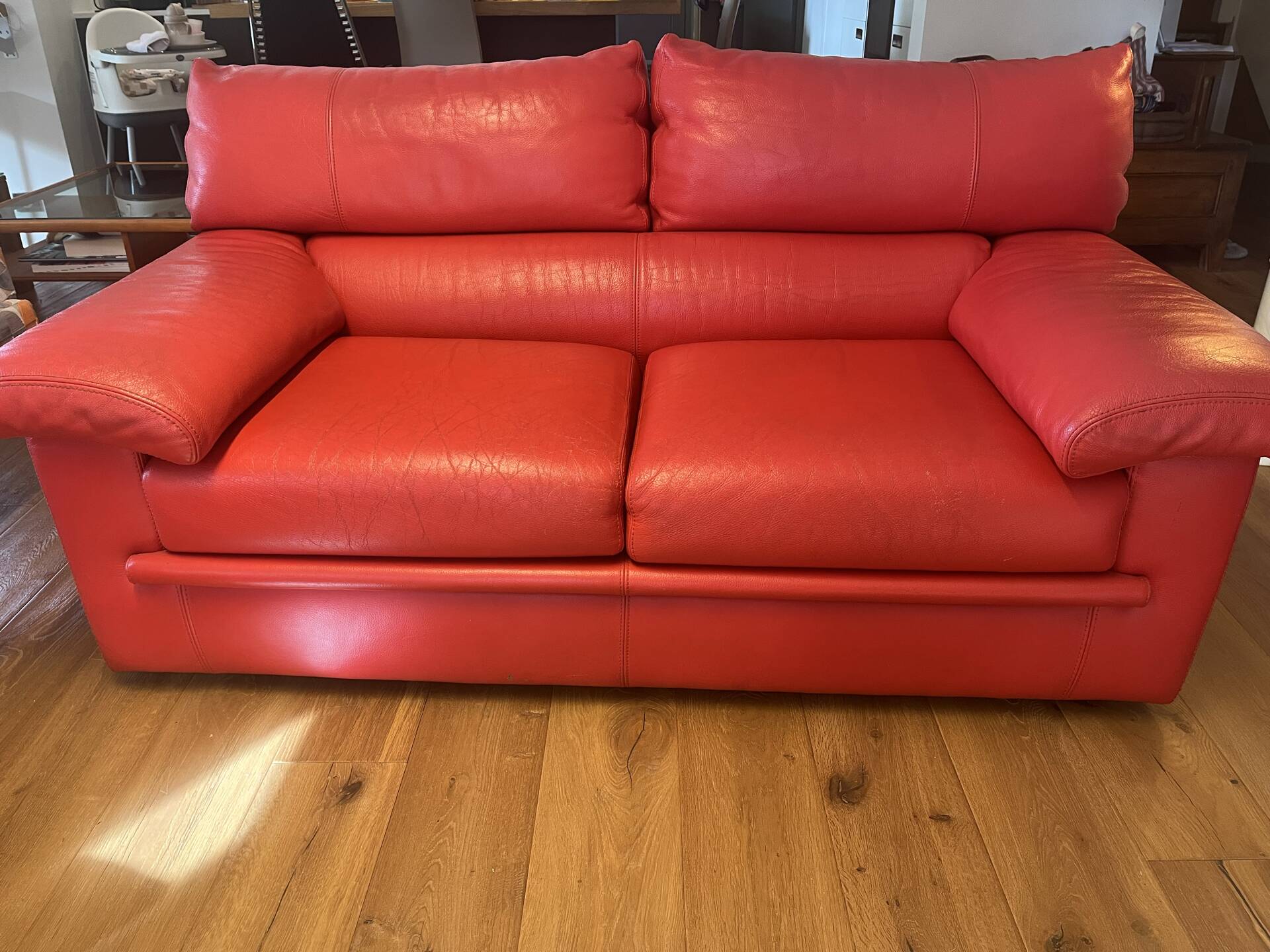 Ligne Roset Claude Brisson Utah Copper Leather Sofa