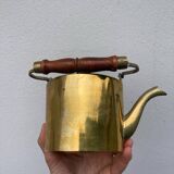 Teapot in gilded brass and wood