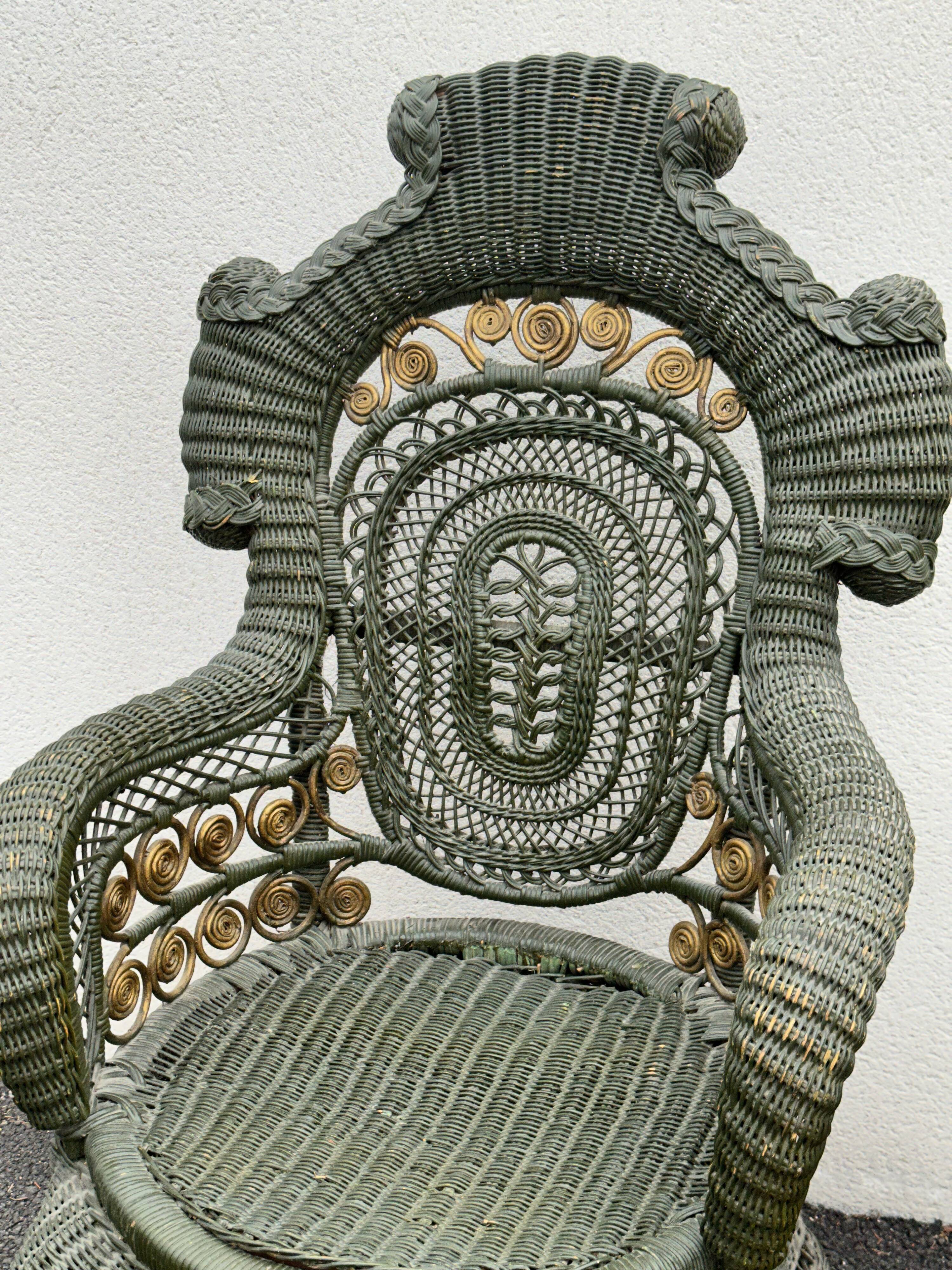 Perret & Vibert pair of ornate rattan armchairs, circa 1890