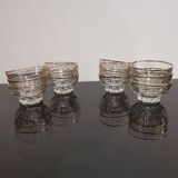 Set of 6 champagne glasses with gold edging and vintage star feet