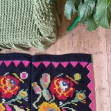 Romanian vintage carpet with delicate flowers 258x138cm