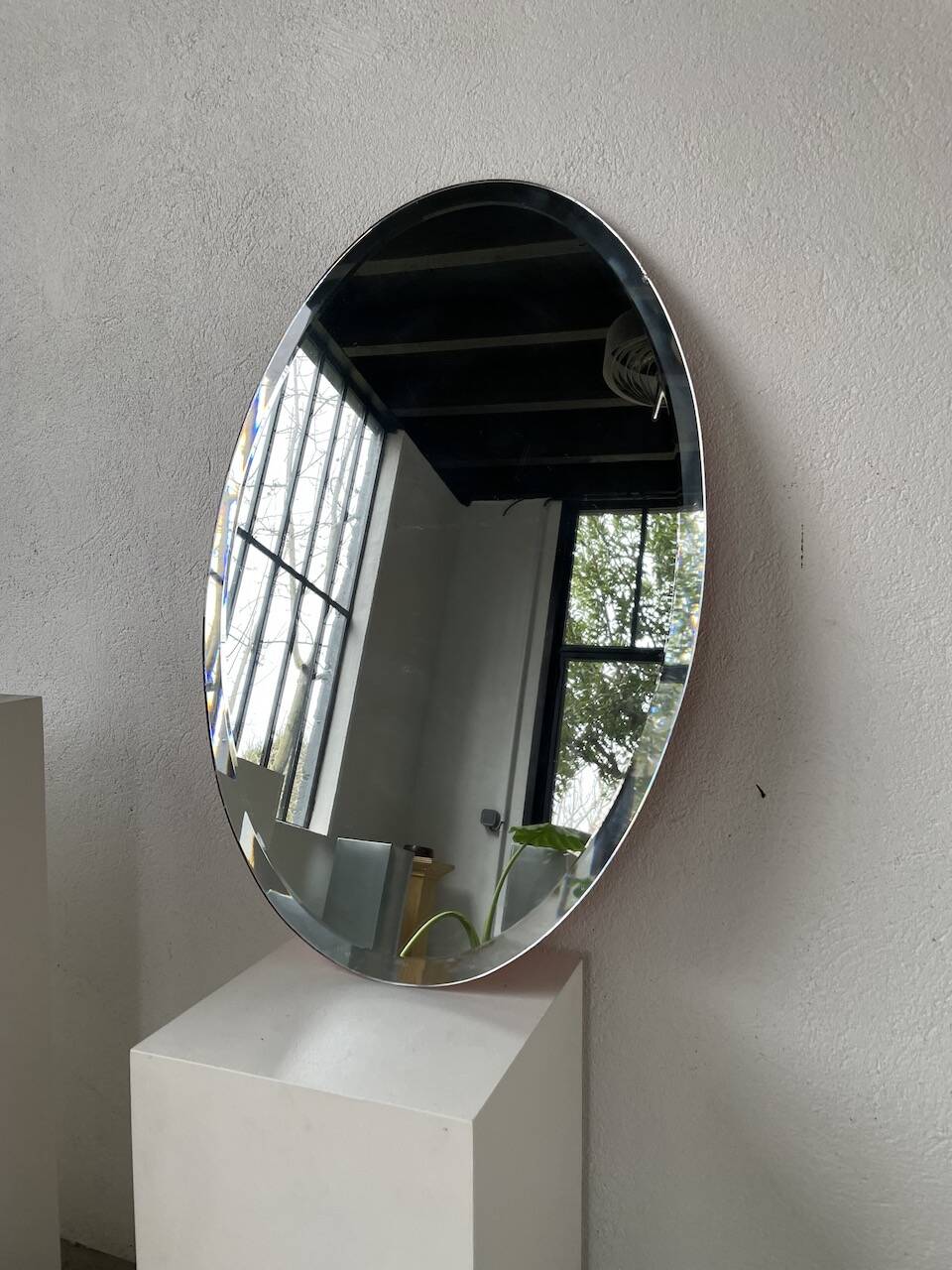 1950s oval beveled mirror