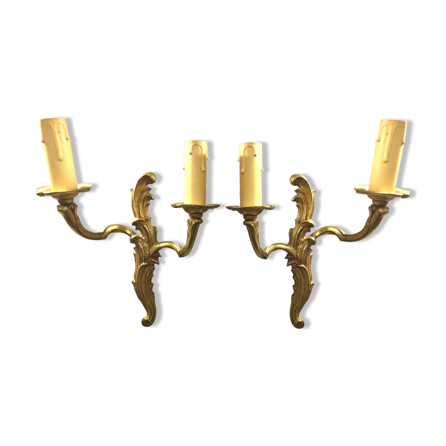 Pair of 2-light bronze sconces St Louis XV
