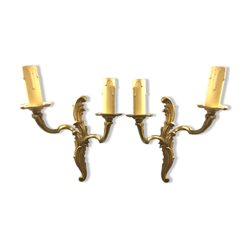 Pair of 2-light bronze sconces St Louis XV