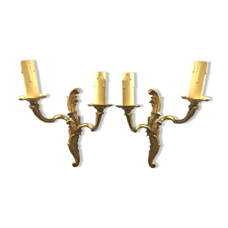 Pair of 2-light bronze sconces St Louis XV