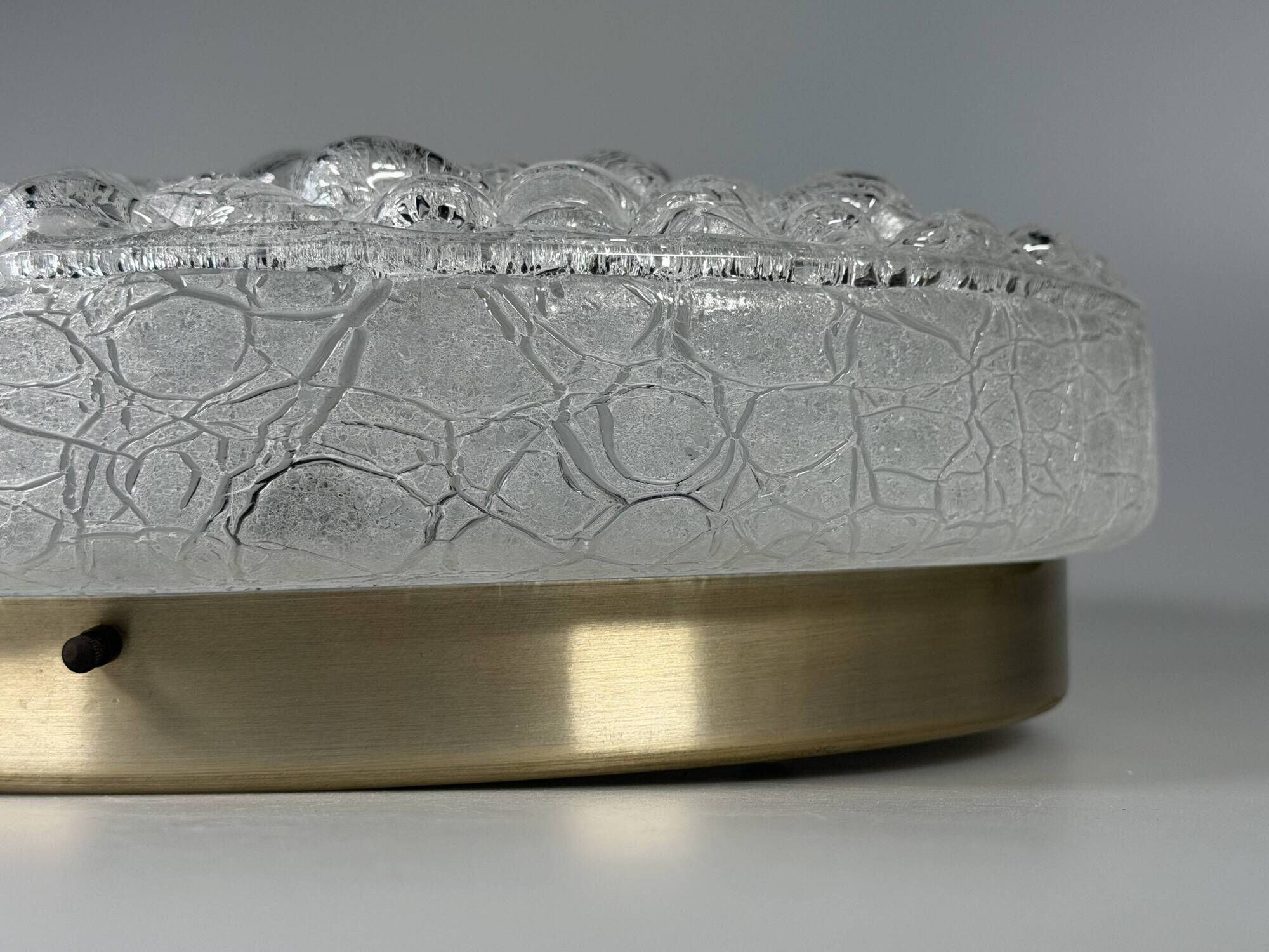 1960s 1970s Ceiling Lamp Ice Glass Doria Germany Space Age Design