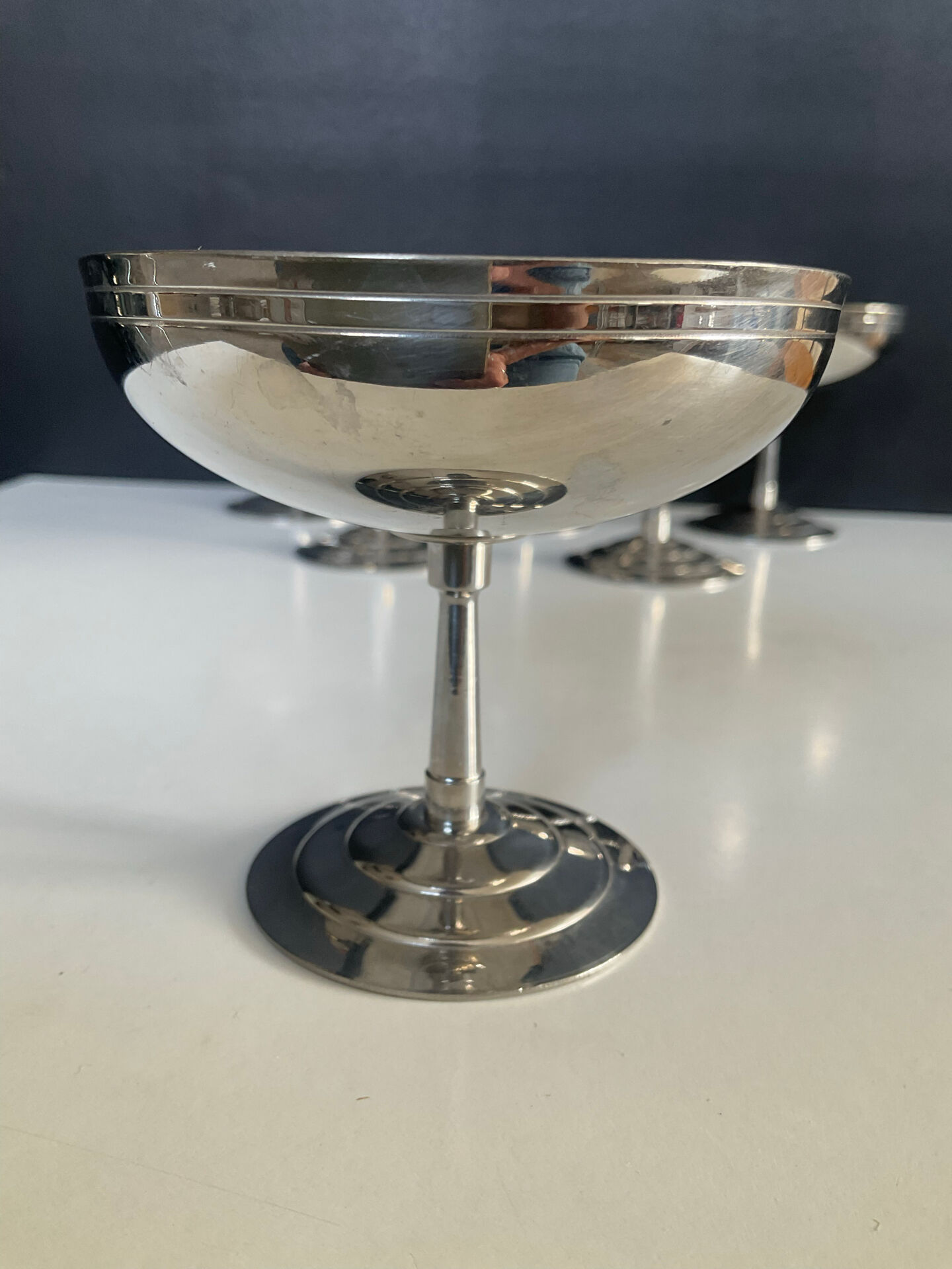Set of 6 vintage stainless steel ice cream bowls