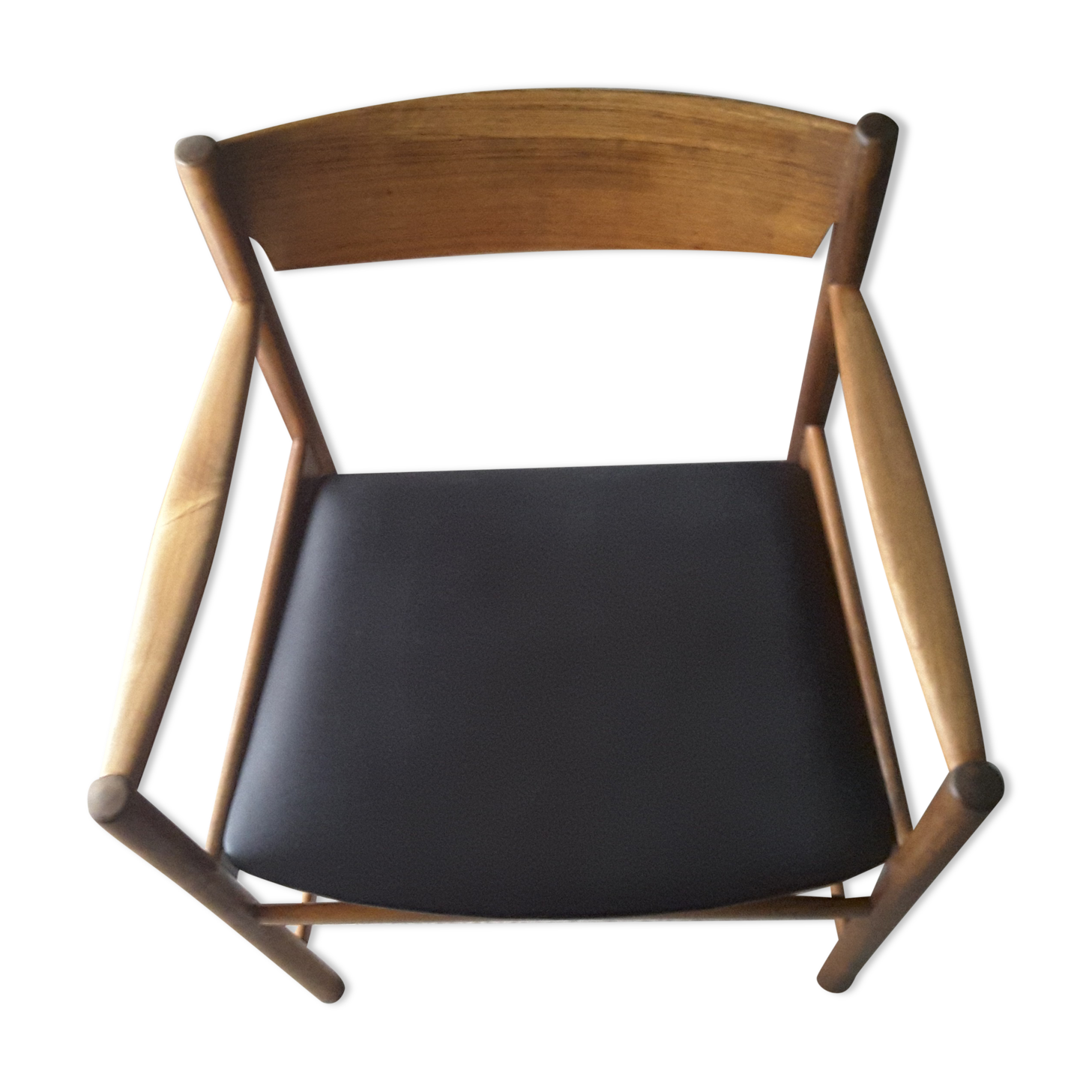 1960s solid cherry wood chair with armrest