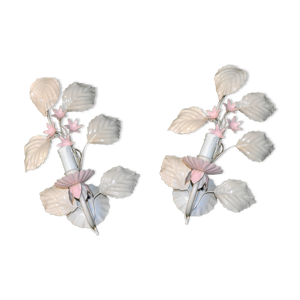 Paire appliques métal - fleurs