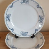 Duo of flat plates Art Nouveau 1900 Onnaing Granite Algeciras