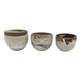 Trilogie de tasses ou gobelets japonisants de la céramiste danoise Gutte Eriksen technique de RAKU