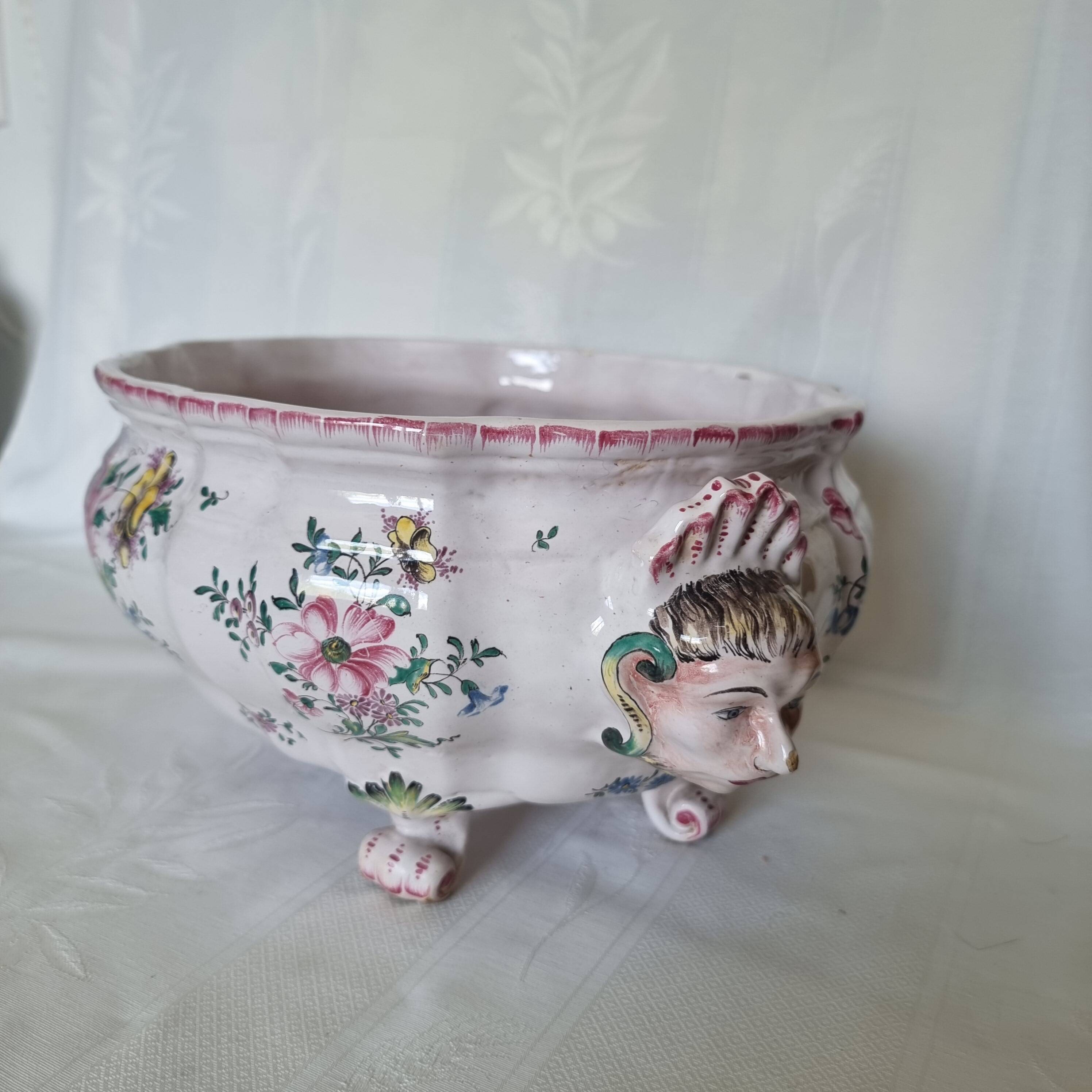 Antique 18th century Marseille earthenware planter by Veuve Perr