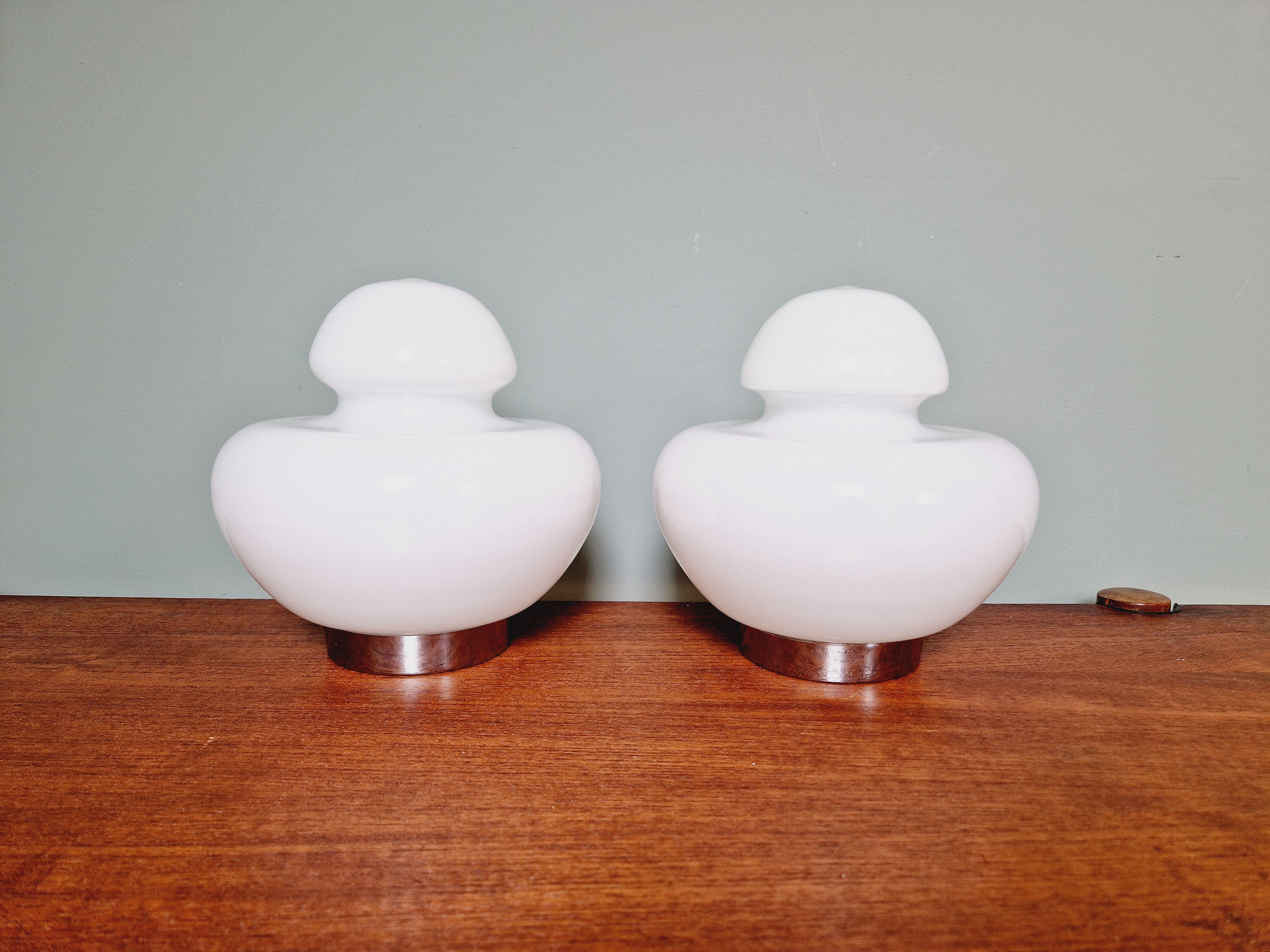Space Age table lamp in white opaline, 1970s