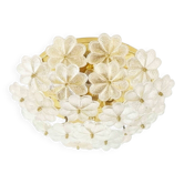 Grand plafonnier en verre de Murano et laiton de style mid-century par Ernst Palme, Allemagne, années 1960/70.