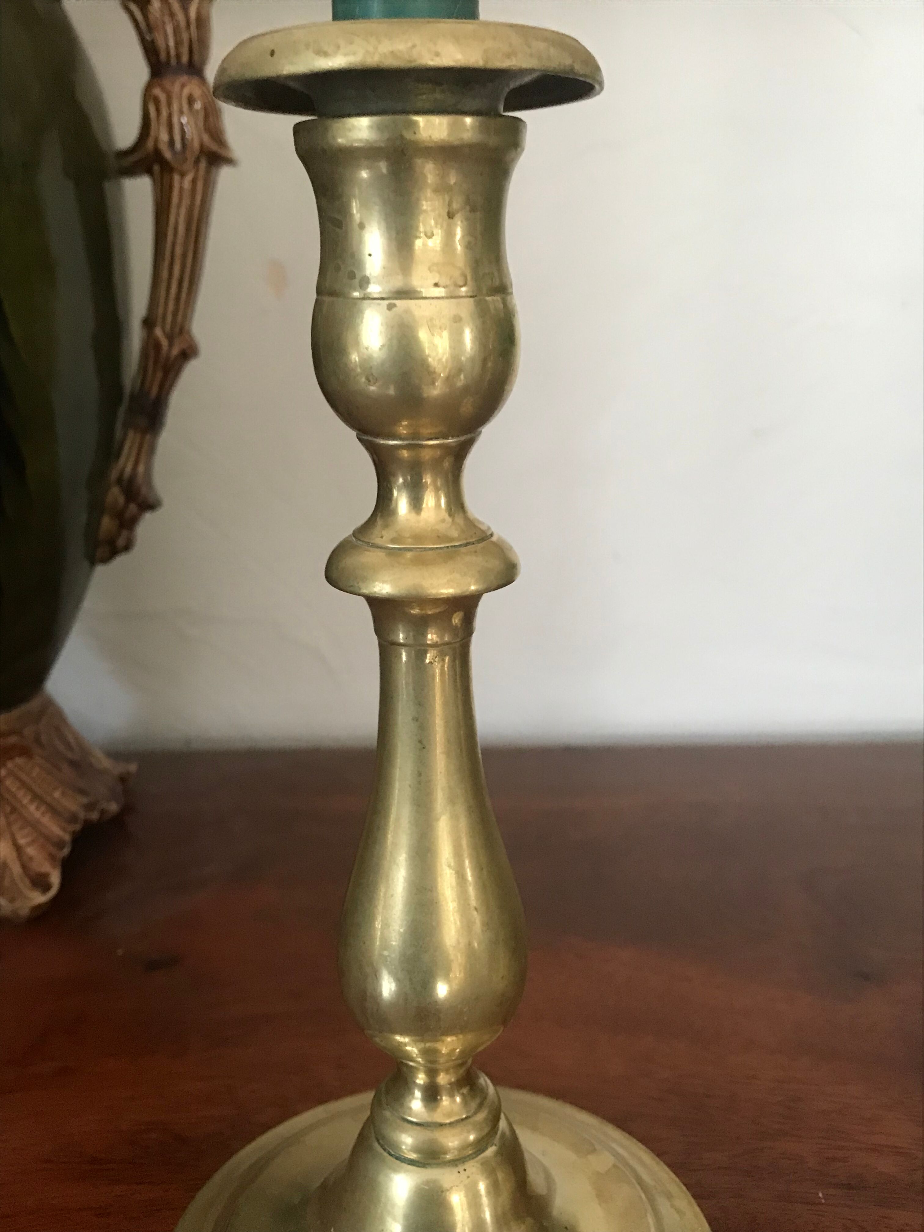 Pair of brass candle holders