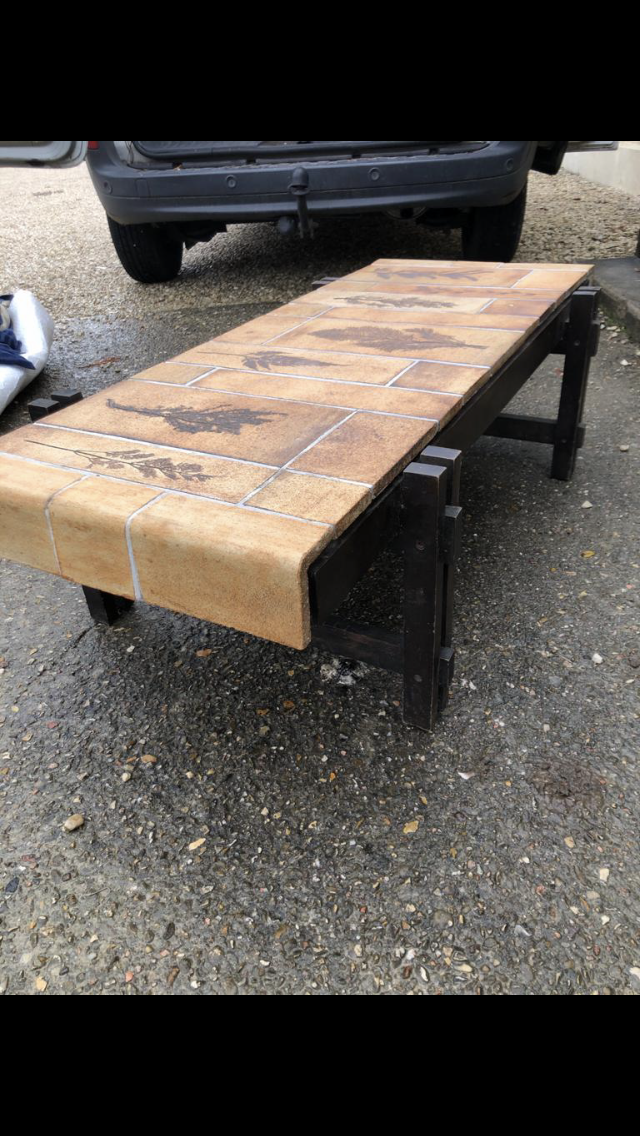 Guarrigue coffee table Roger Capron modernist feet