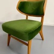 Sofa and armchair designed by Herta-Maria Witzemann, moulded wood, 1960s.