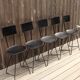 Set of 5 chairs in wood and black lacquered metal