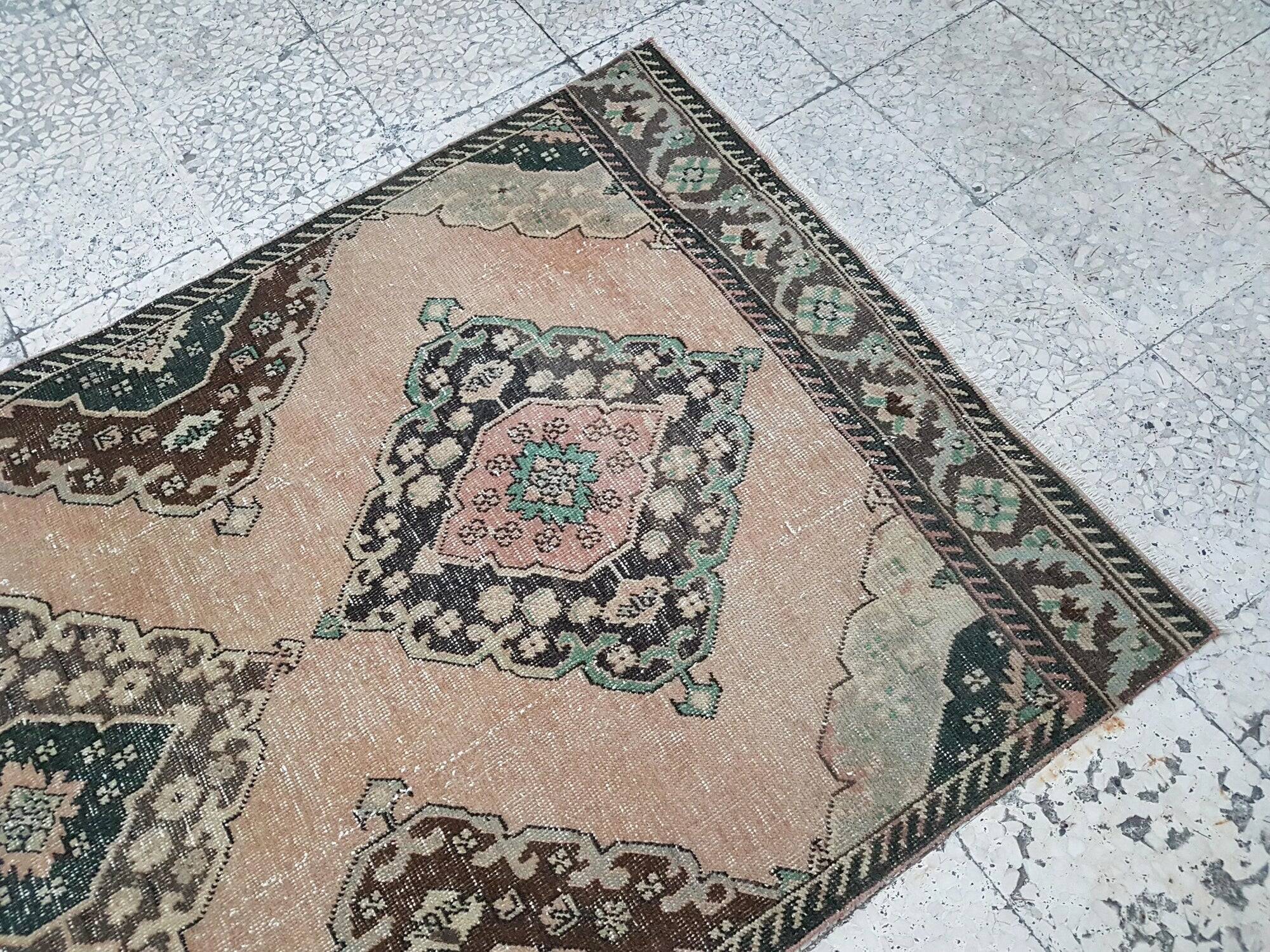 Vintage Turkish hallway rug 113x385 cm