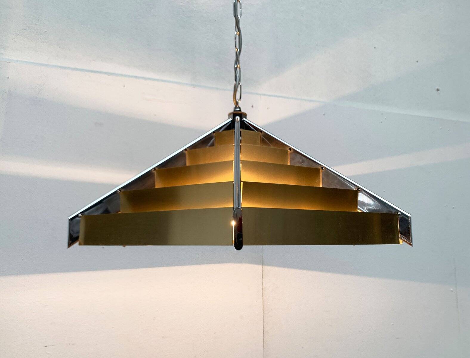 Geometric postmodern vintage pendant lamp, 1980s.