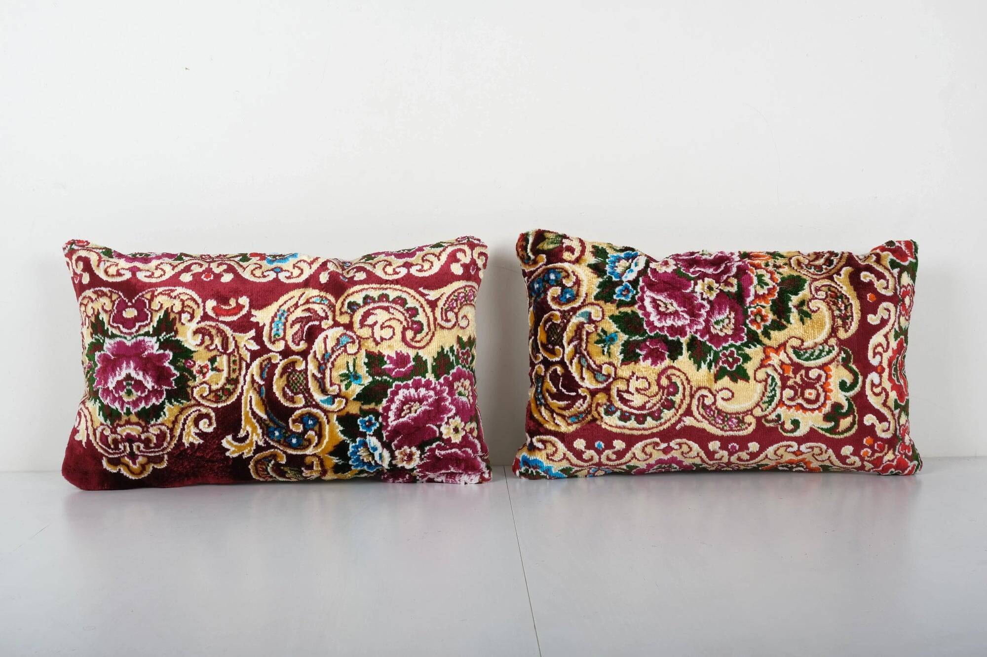Set of 2 vintage velvet cushion covers 30x46 cm