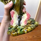Vase en barbotine majolica gerbes de blé années 30 vintage