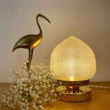 Lampe à poser globe vintage en verre holophane