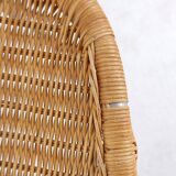 Vintage wicker stool / footstool with gray metal hairpin legs - Ikea