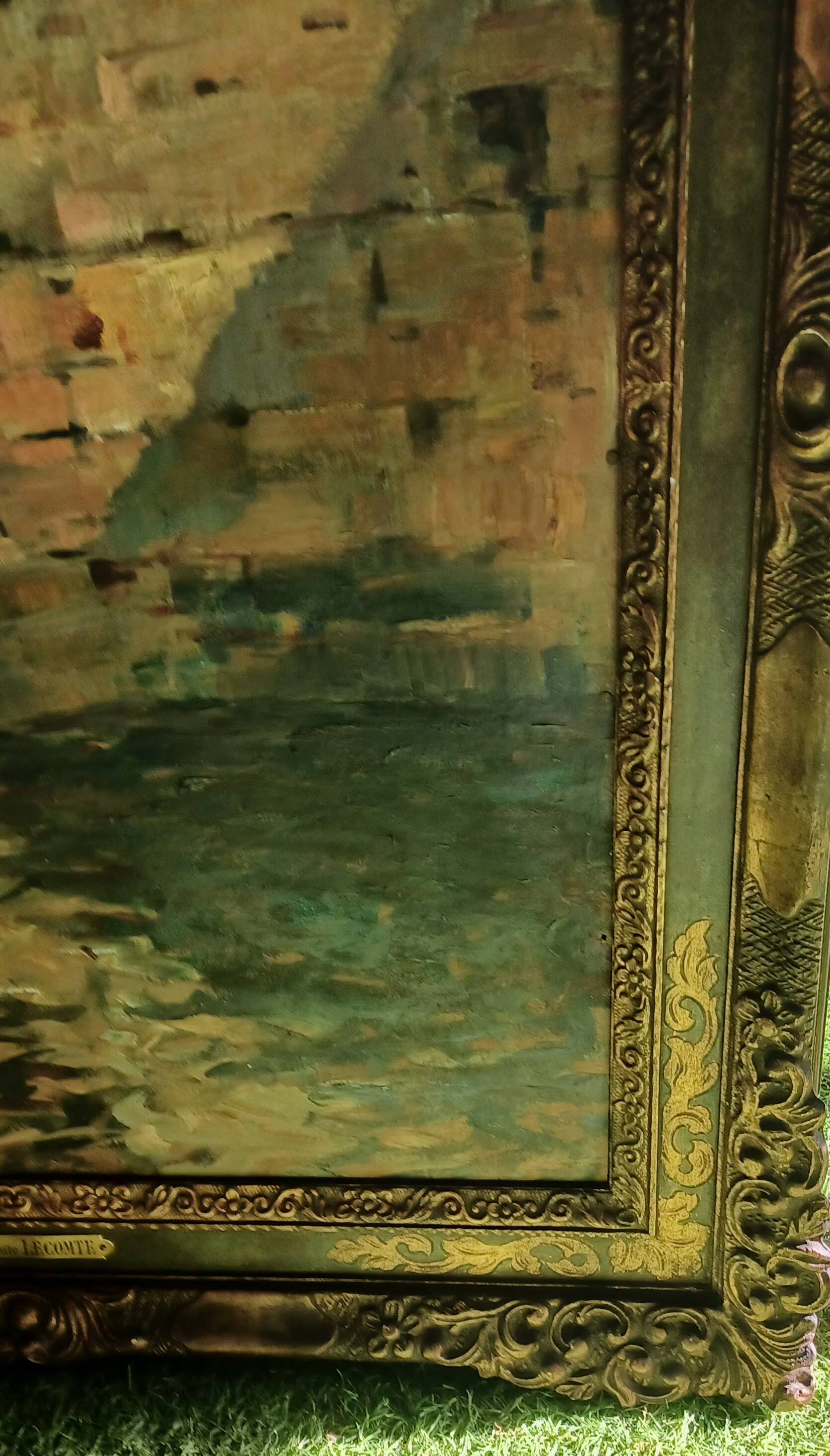 Vintage French art painting by Paul Emile Lecomte - oil on panel