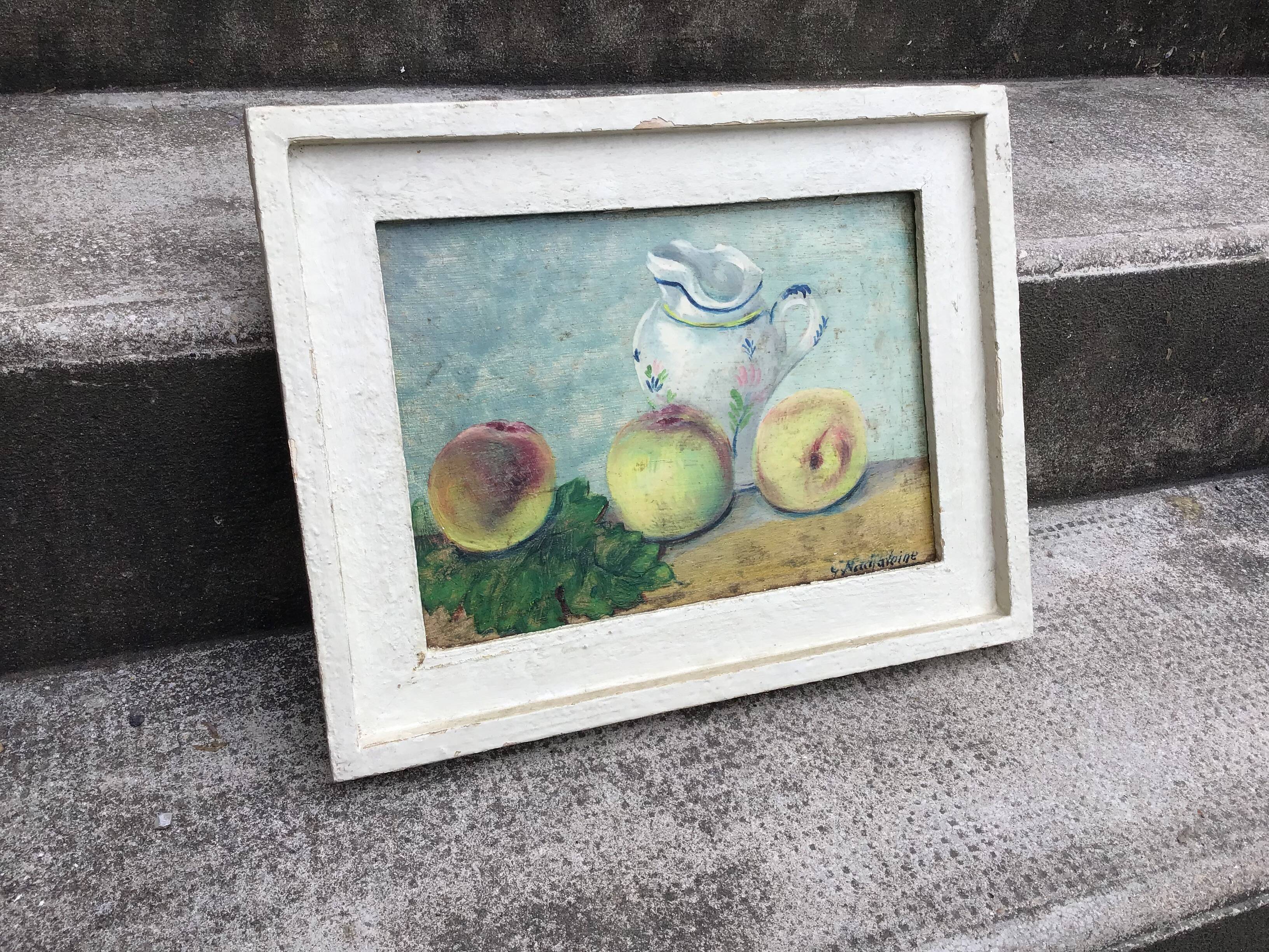 Oil on panel. our fishes