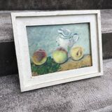 Oil on panel. our fishes