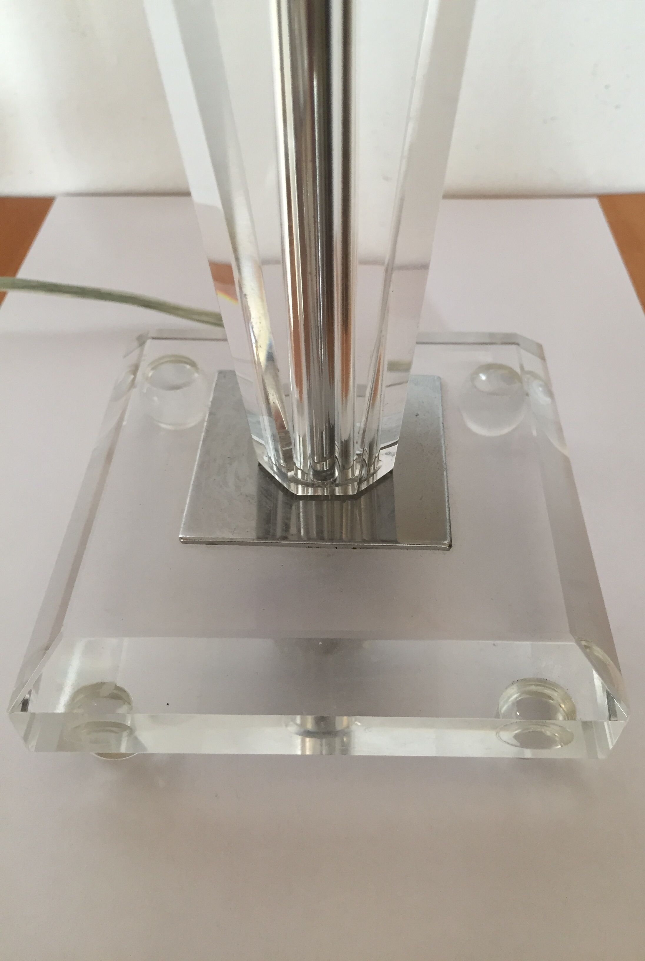 Crystal and stainless steel desk lamp