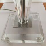 Lampe de bureau en cristal et acier inoxydable