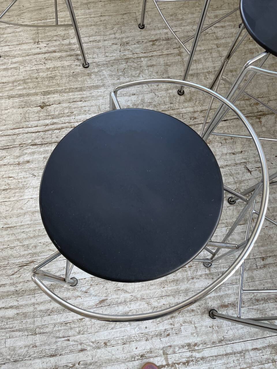 Set of 5 high stools "silver moon" Pascal Mourgue