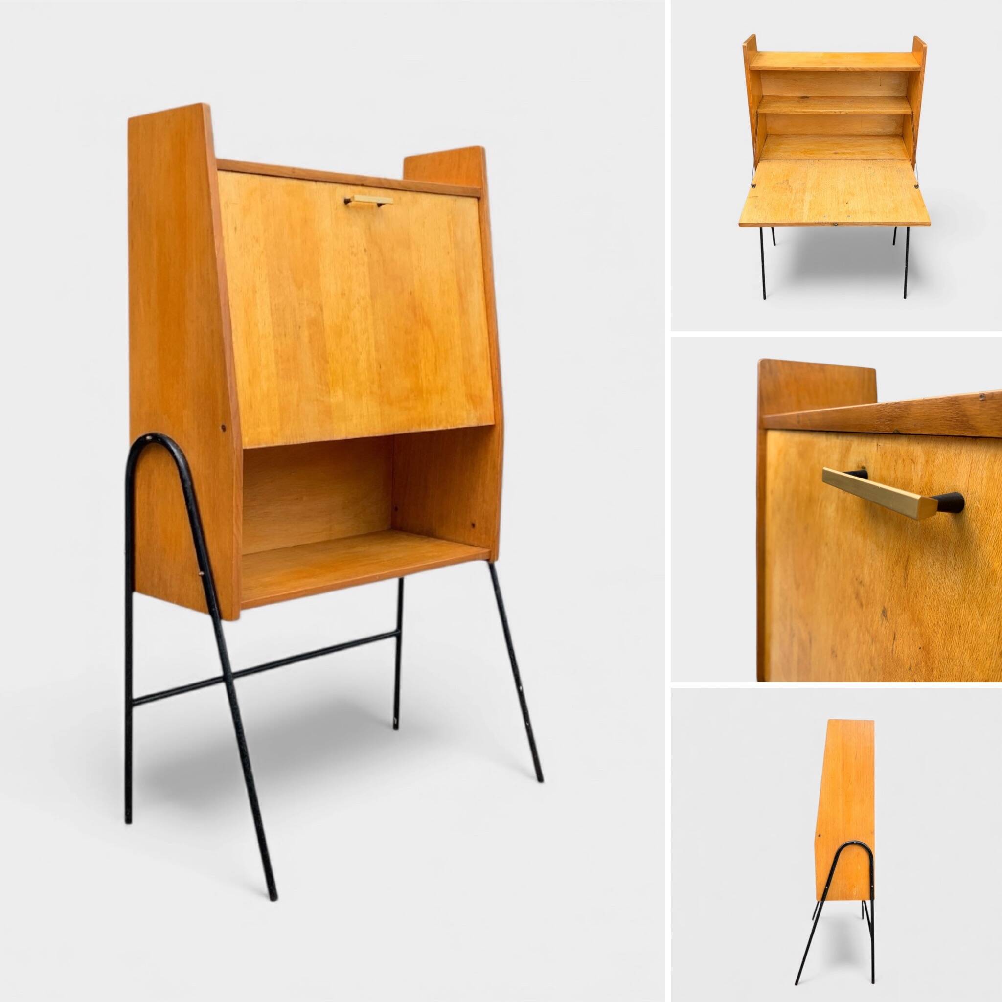 Vintage 1950s asymmetrical wall-mounted secretary desk