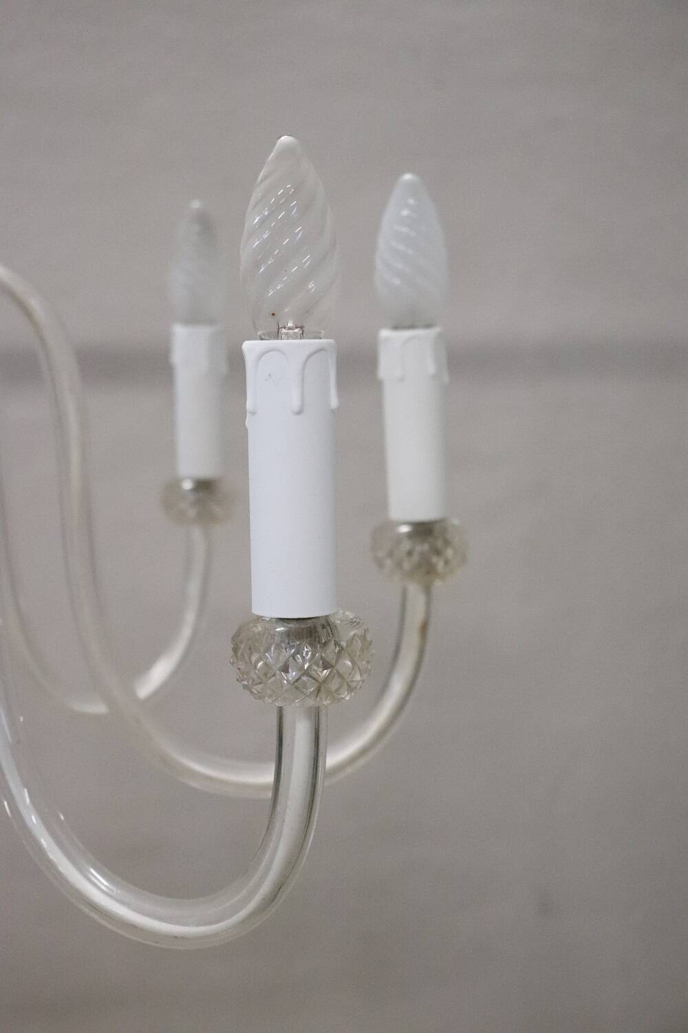 Vintage Clear Murano Glass Chandelier, 1980s