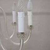 Vintage Clear Murano Glass Chandelier, 1980s