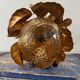 Suspension flowers golden leaves with glass globe