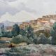 Watercolor painting André CASABONNE (1922-1950) Orientalist Kabylie Algeria