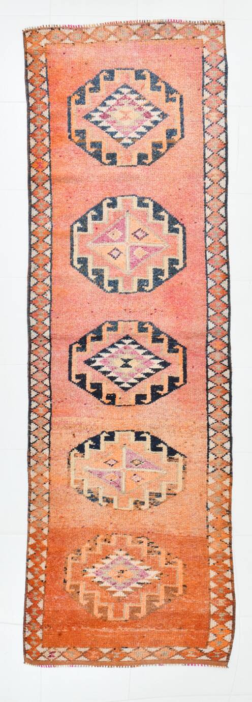 3x10 Turkish Vintage Runner Rug, 90x300Cm