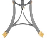 “Canabas” pedestal table in patinated leather, steel, and gilded brass. Contemporary. LS59502209H