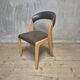 Vintage Curved-Back Dining Chair, Wood & Leatherette, Czechoslovakia, 1970s