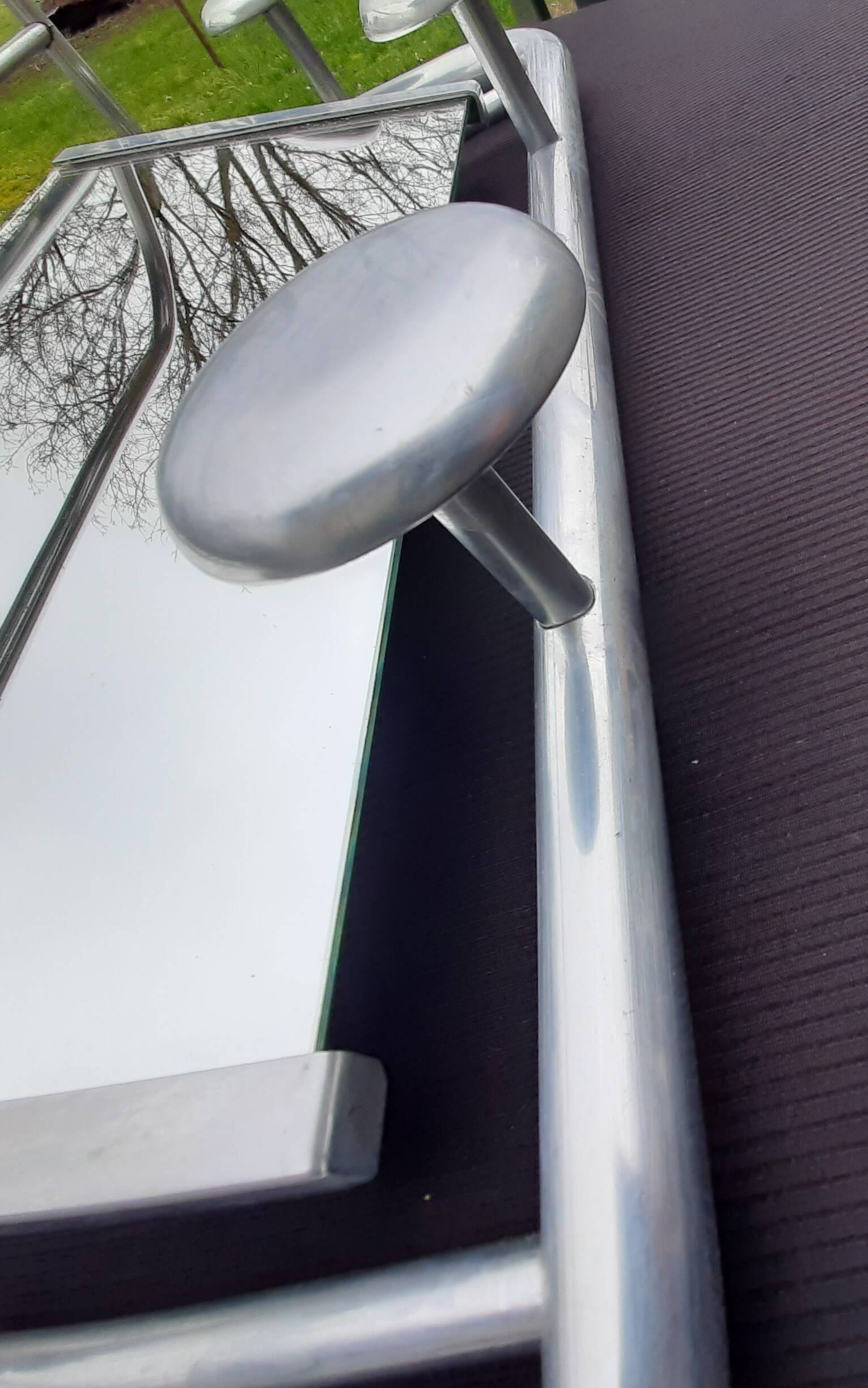 Vintage aluminum swivel mirror wall coat rack