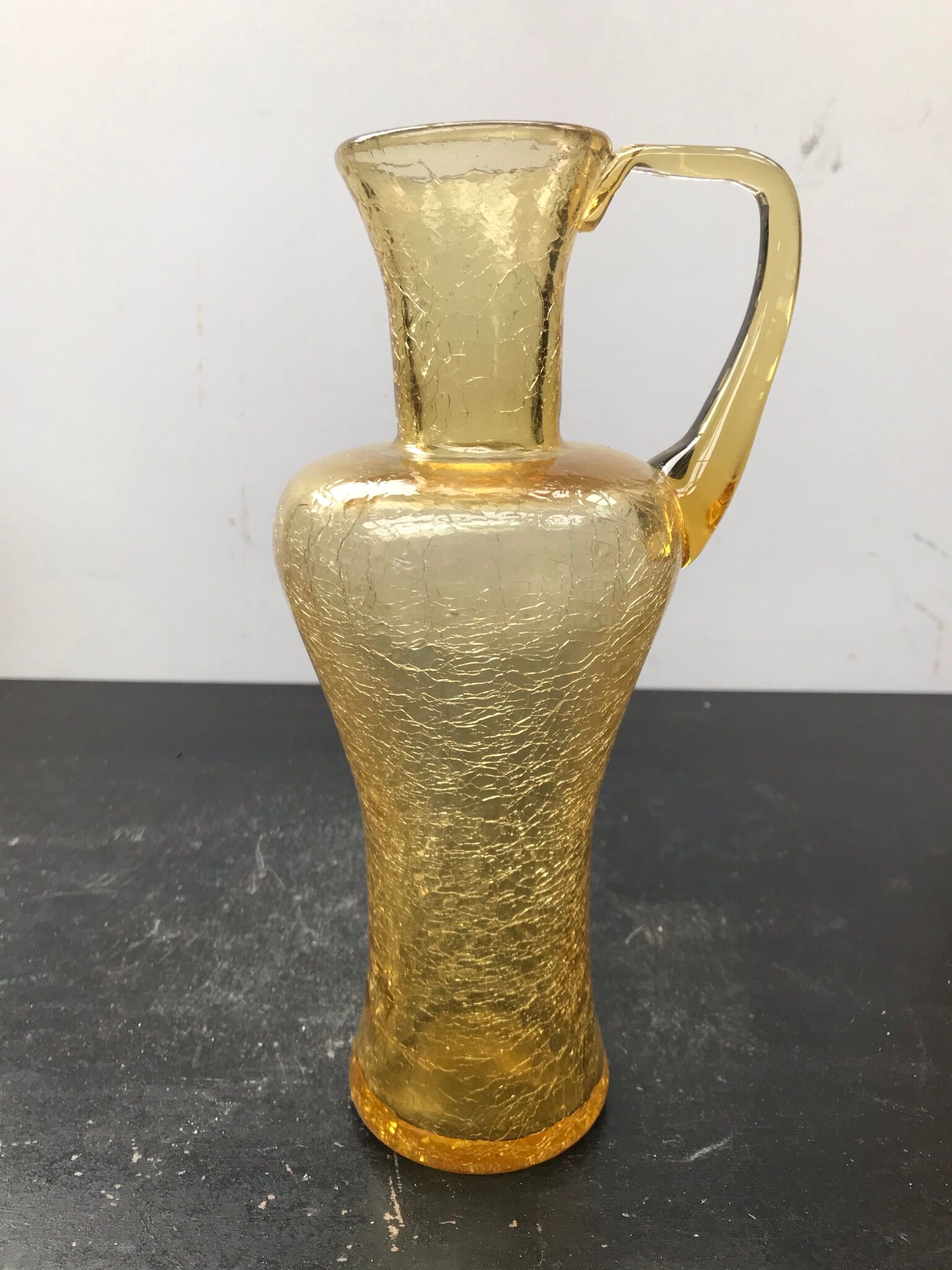 Former Carafe Glass Blown Yellow Cracked - Anse Decoration Vintage Kitchen