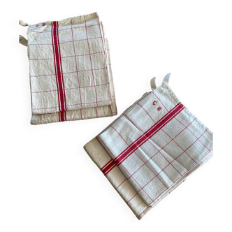 Set of 2 embroidered tea towels with GB initials